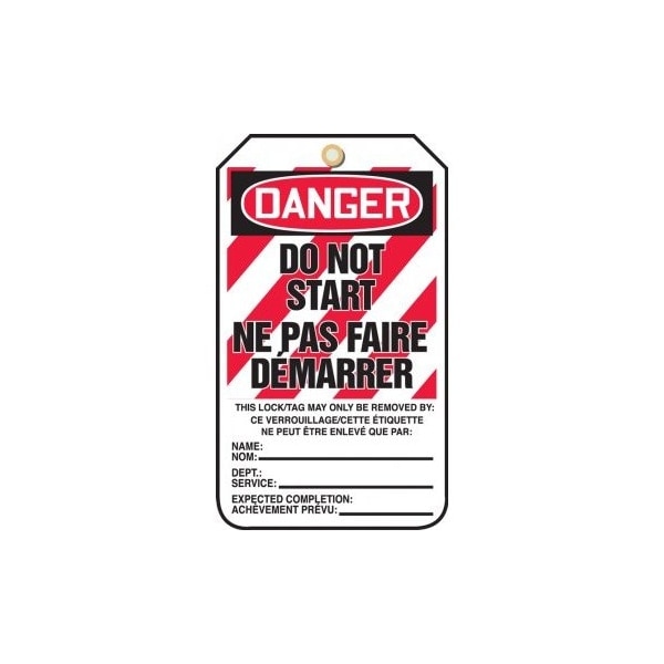 Accuform French Bilingual Safety Tags, DANGER DO NOT START, 5.75in x 3.25in, RP-Plastic, 5PK TCF207PTM - main
